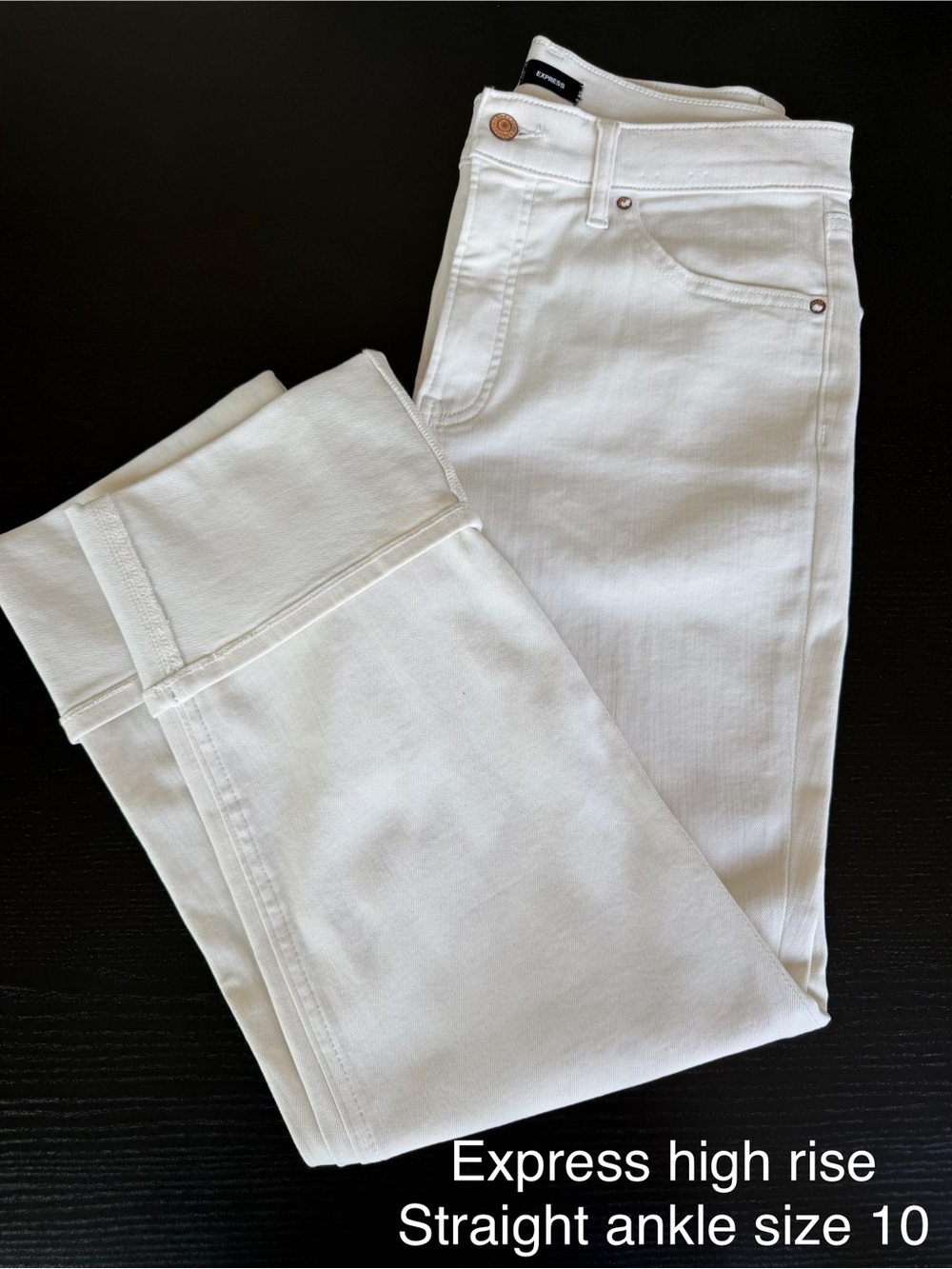 Express White High-Rise Straight Ankle Jeans